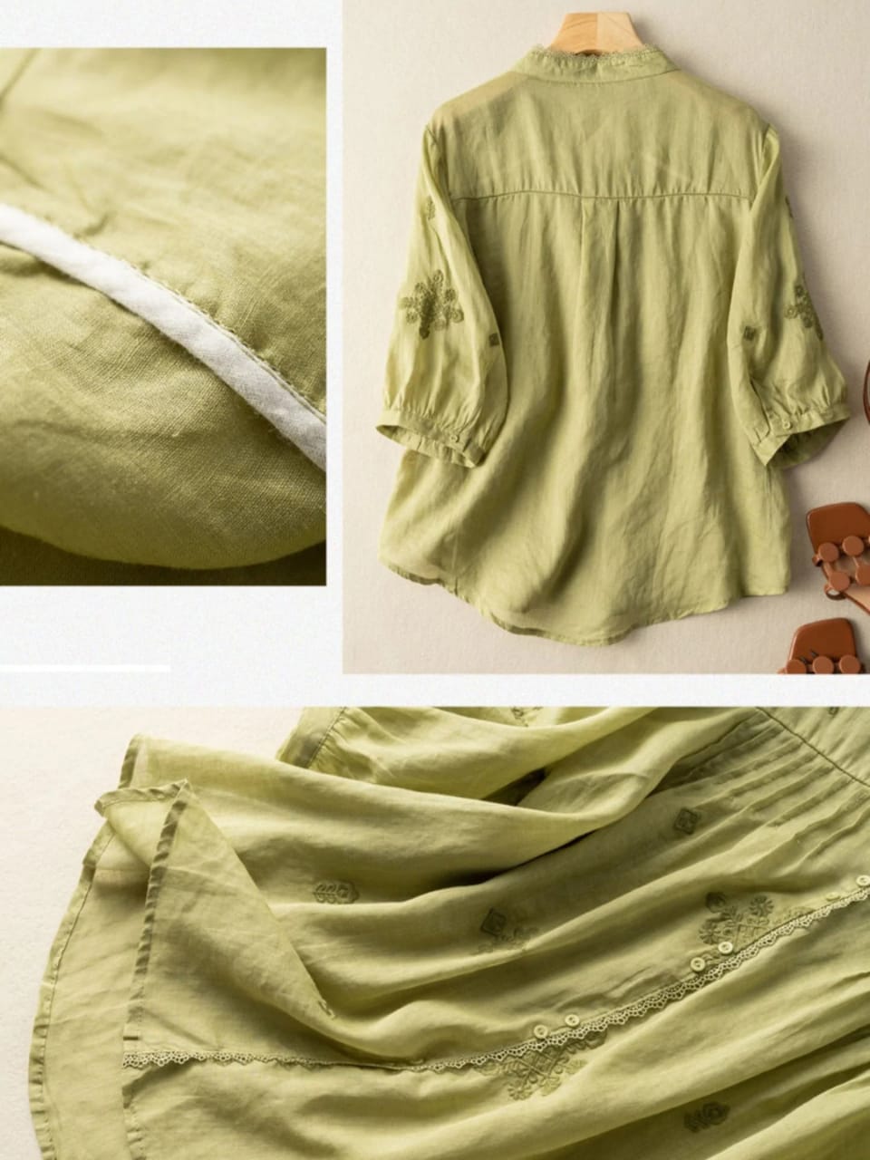 Green | Premium Cotton Embroidered Work Top