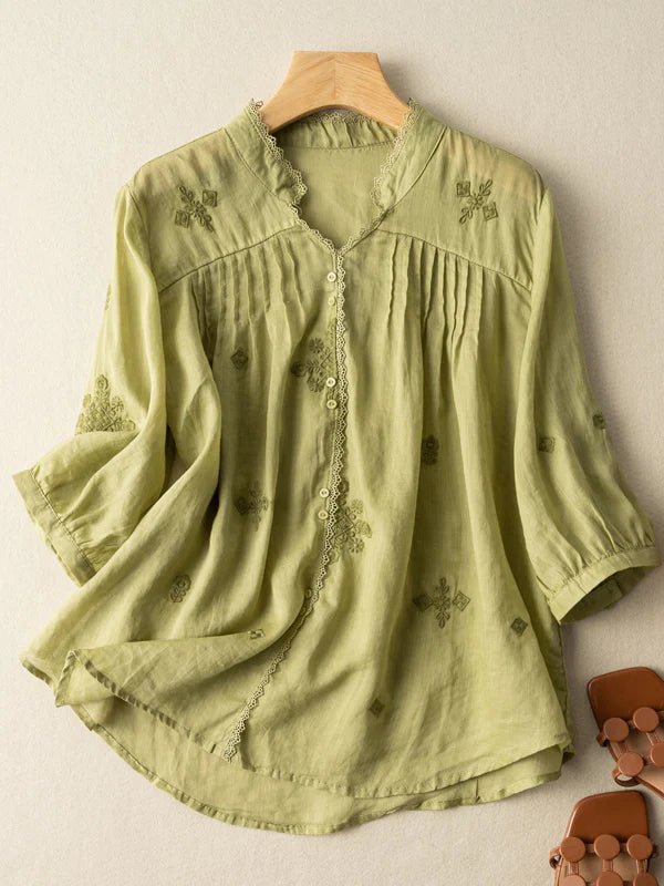 Green | Premium Cotton Embroidered Work Top