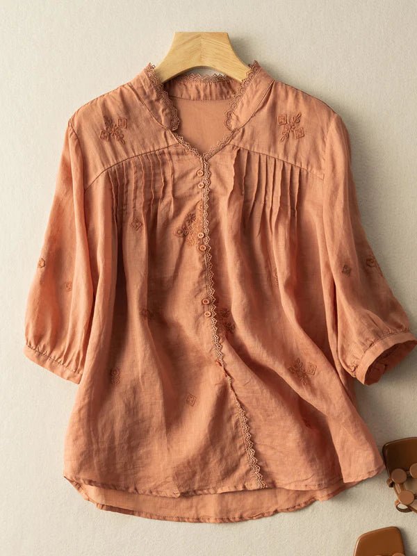 Orange | Premium Cotton Embroidered Work Top
