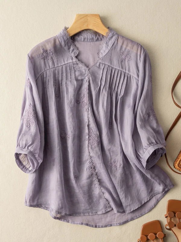Purple | Premium Cotton Embroidered Work Top