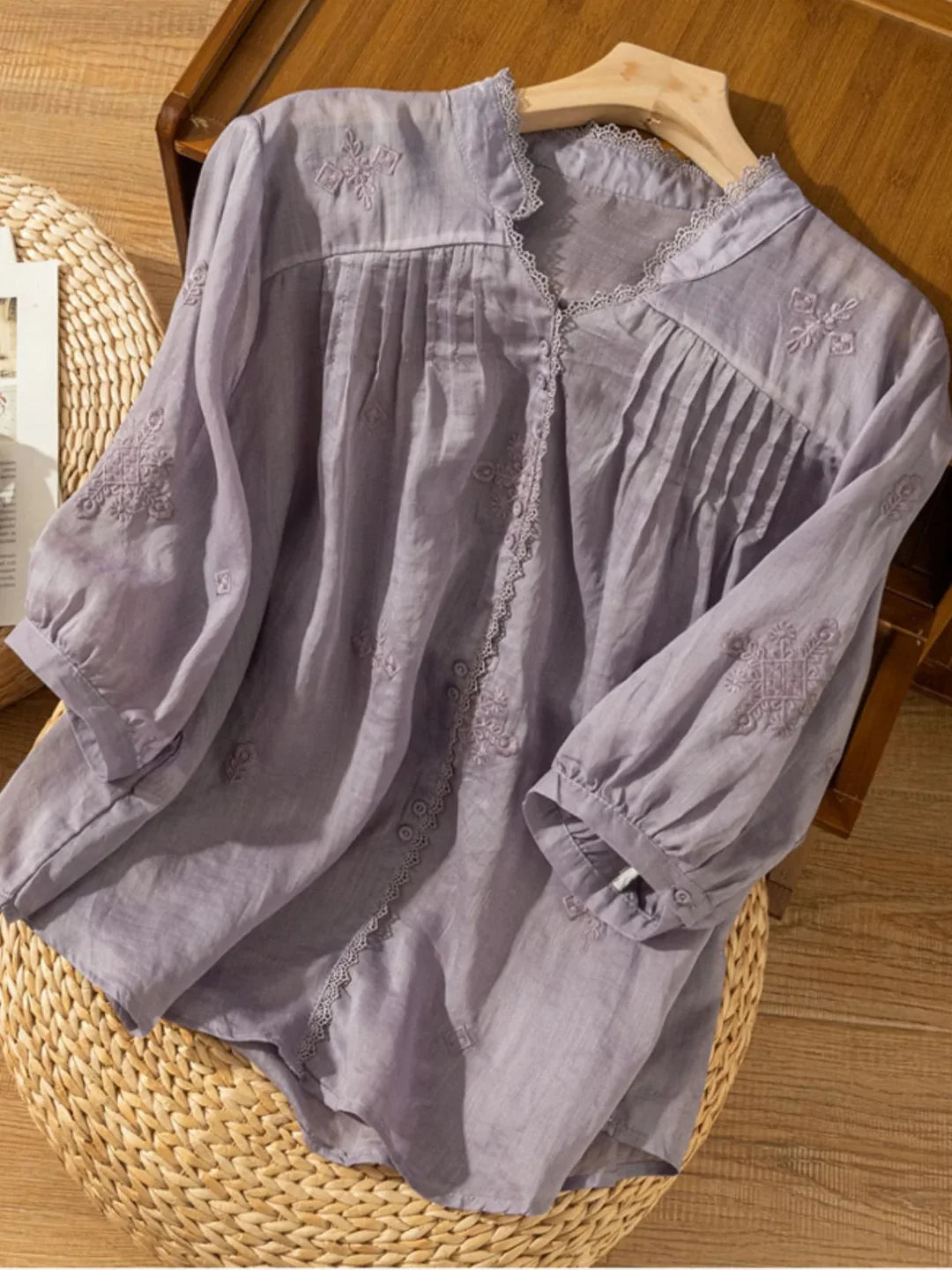 Purple | Premium Cotton Embroidered Work Top