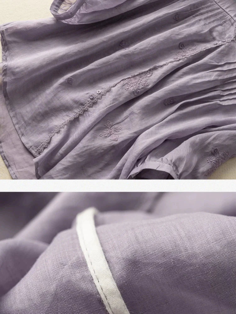 Purple | Premium Cotton Embroidered Work Top