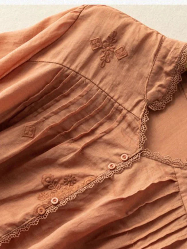 Orange | Premium Cotton Embroidered Work Top