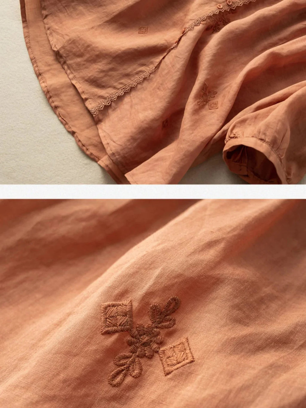 Orange | Premium Cotton Embroidered Work Top